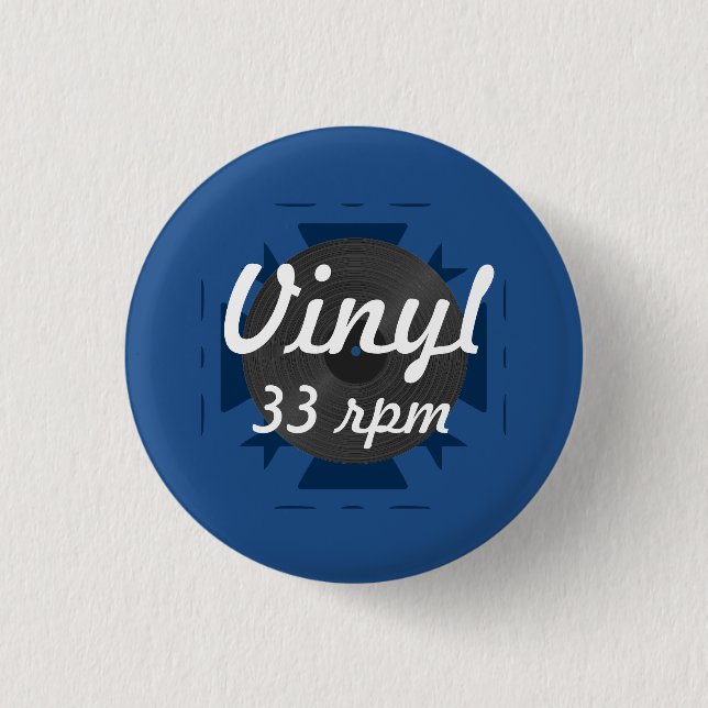 Vinyl 33 U/min, blau/Weiß/Grau Button (Vorderseite)