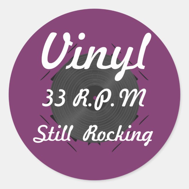 Vinyl 33 U/min Rocking 3 Lila/weiß Runder Aufkleber (Vorderseite)