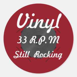 Vinyl 33 U/min Rocking 3 Rock/Weiß Runder Aufkleber