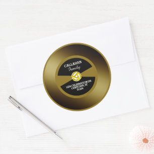 Vinyl 45 Goldene Schallplatten-Familienadresse Runder Aufkleber