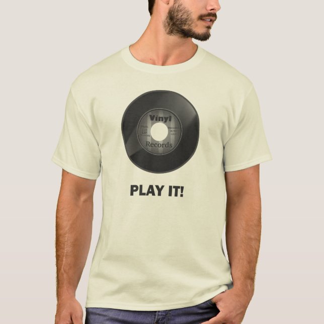 Vinyl 45 Play It! Schwarz/Weiß T-Shirt (Vorderseite)