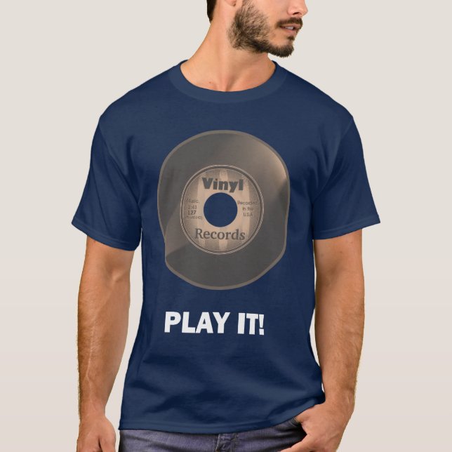Vinyl 45 Play It Sepia Tone T-Shirt (Vorderseite)