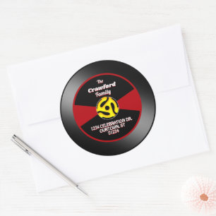 Vinyl 45 Record-Label Familienadresse Runder Aufkleber