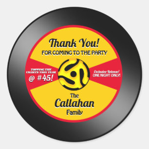 Vinyl 45 Record Label Geburtstagsparty Danke Runder Aufkleber