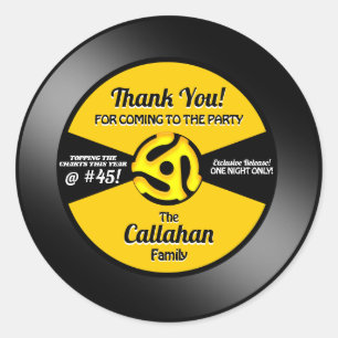 Vinyl 45 Schallplatten-Label Geburtstagsfeier Dank Runder Aufkleber