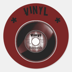 VINYL 45 U/min notieren, Schwarzes u. Rot Runder Aufkleber