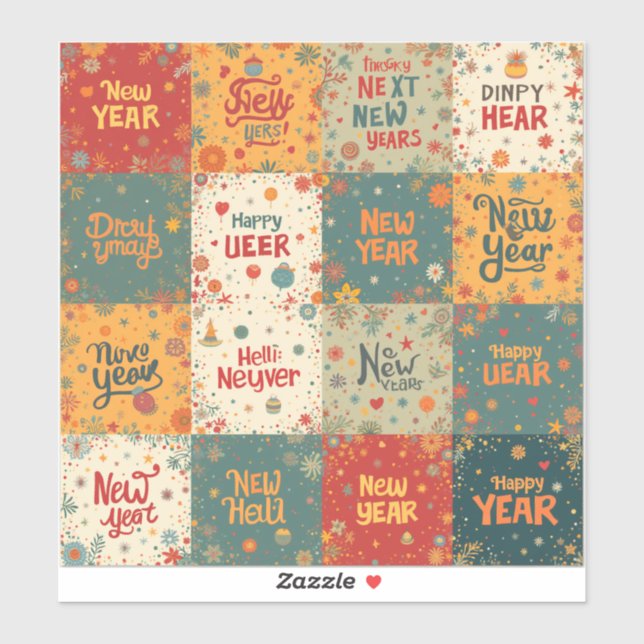 Vinyl-Aufkleber nach Maß für das neue Jahr Aufkleber (Blatt)