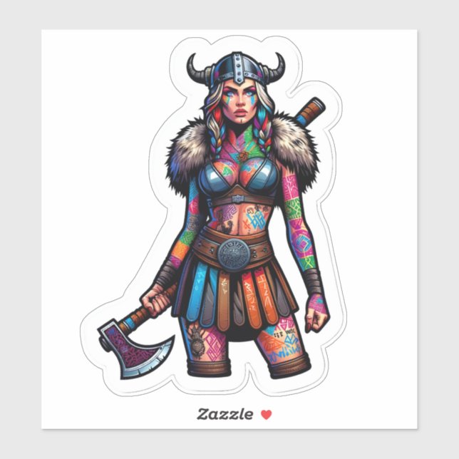 Vinyl-Aufkleber nach Maß geschnitten: Kriegerfrau Aufkleber (Blatt)