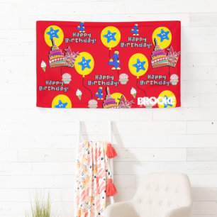Vinyl Banner, Happy 4th Birthday Banner, #4 Banner
