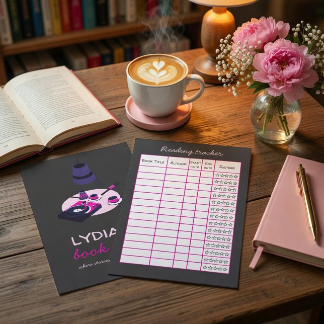 Vinyl & Bücher Personalisierte Lesetracker-Karte Einladung (Von Creator hochgeladen)