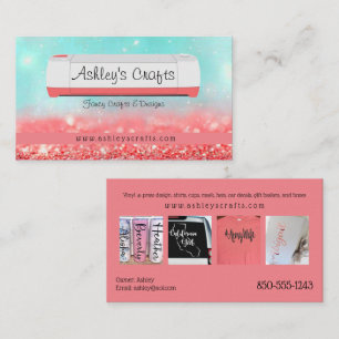 Vinyl Crafting and Design - Coral & Turquoise Visitenkarte
