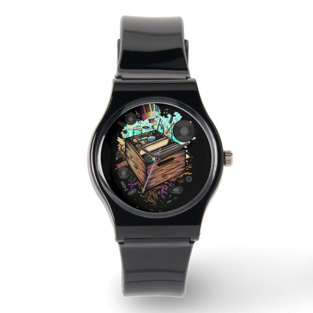 Vinyl Crate Music Armbanduhr (Vorderseite)