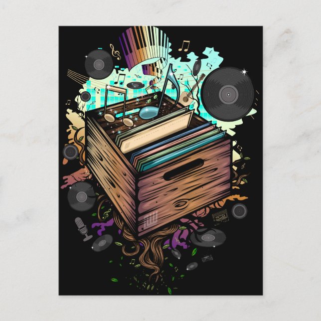 Vinyl Crate Music Postkarte (Vorderseite)