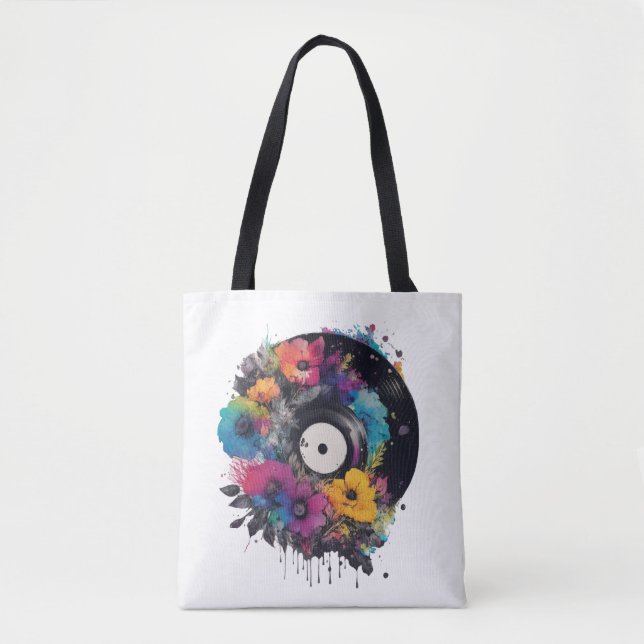 Vinyl Datensatz mit farbigen Blume (Vorderseite)