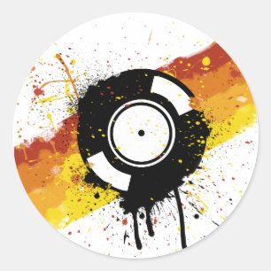 Vinyl Graffiti - DJ Record DJing DJs Disc Jockey Runder Aufkleber