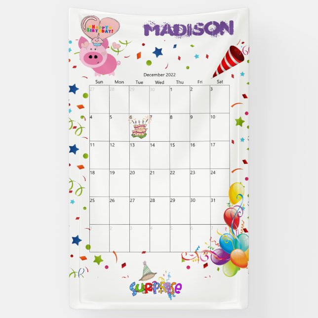 Vinyl Happy Birthday Calendar Dezember 2022 Banner (Vertikal)