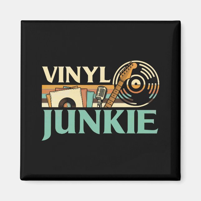 Vinyl Junkie LP Records DJ Turntable Music Collect Magnet (Vorne)