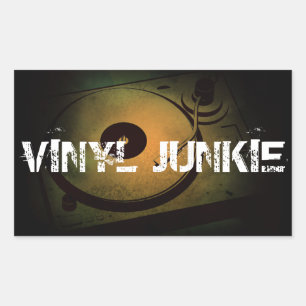 Vinyl Junkie Old Retro Drehtisch Rechteckiger Aufkleber