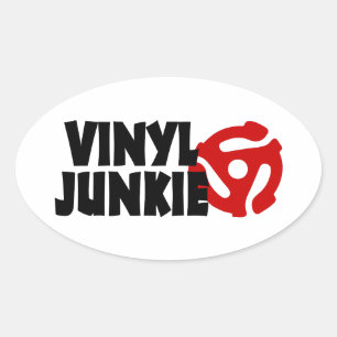 Vinyl Junkie Ovaler Aufkleber