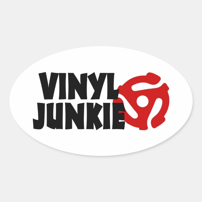 Vinyl Junkie Ovaler Aufkleber (Vorderseite)
