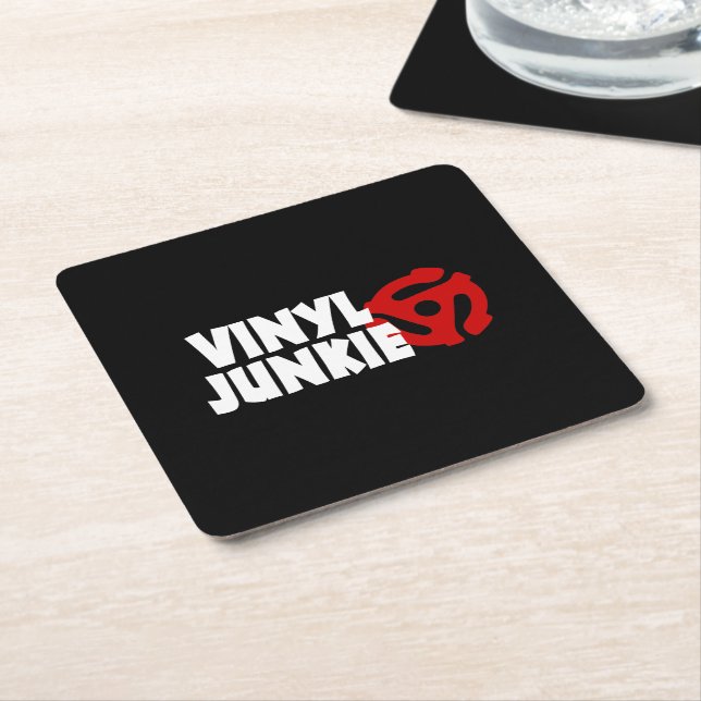 Vinyl Junkie Rechteckiger Pappuntersetzer (angewinkelt)