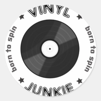 Vinyl Junkie Runder Aufkleber
