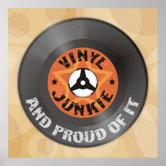 Vinyl Junkie - Und stolz darauf beige Poster