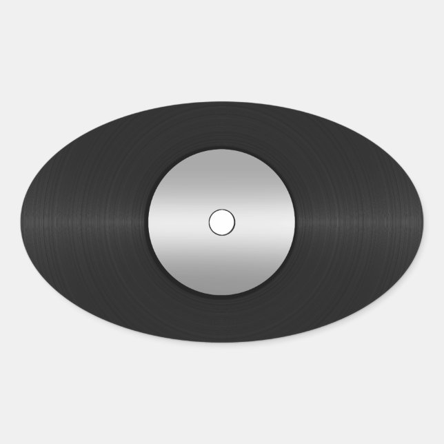 Vinyl-Look LP Record Ovaler Aufkleber (Vorderseite)