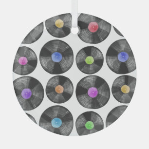 Vinyl LP Platten Retro Illustration Ornament Aus Glas