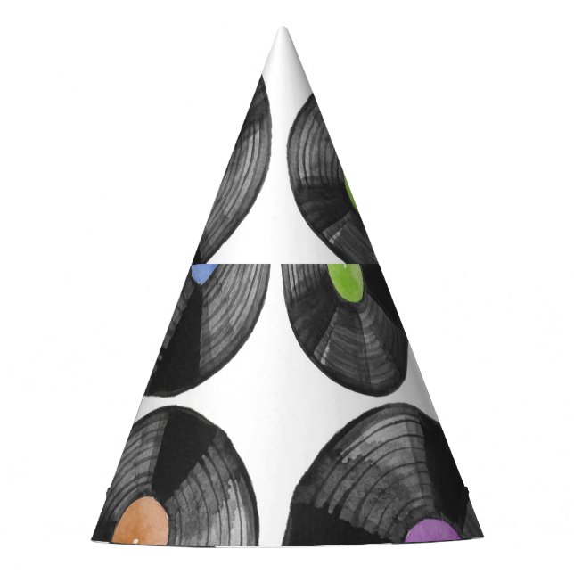 Vinyl LP Platten Retro Illustration Partyhütchen (Vorderseite)