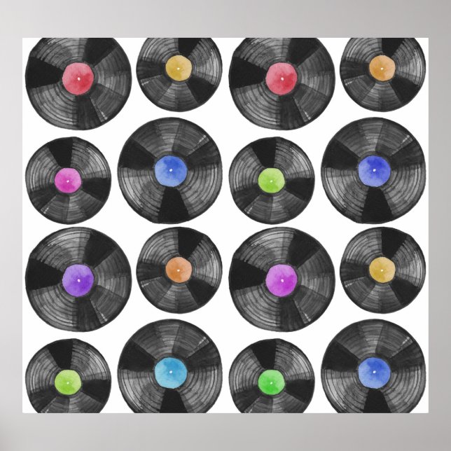 Vinyl LP Platten Retro Illustration Poster (Vorne)
