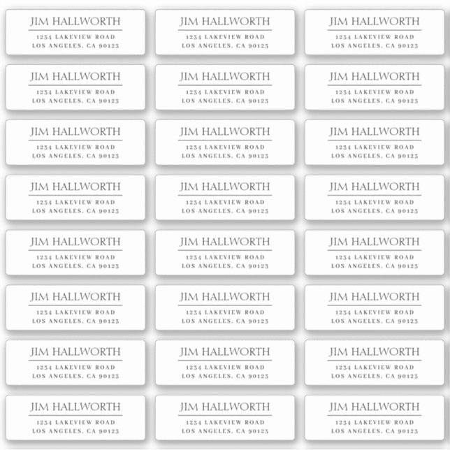 Vinyl Moderne Schwarz-Weiß-Rücksendeadresse Aufkleber (Vorderseite)