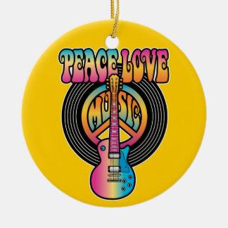 Vinyl Peace Liebe Music Keramik Ornament