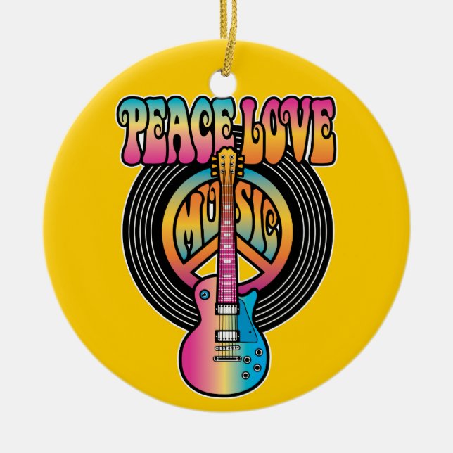 Vinyl Peace Liebe Music Keramik Ornament (Vorne)