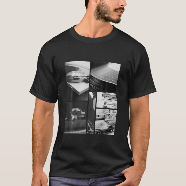 Vinyl Platte. Schwarz T-Shirt (Vorderseite)