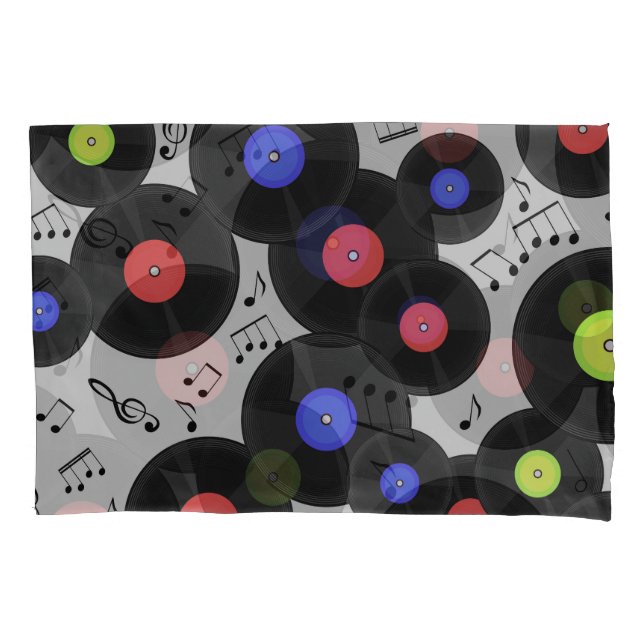 Vinyl-Platten: Muster der Musiknote Kissenbezug (Vorderseite)
