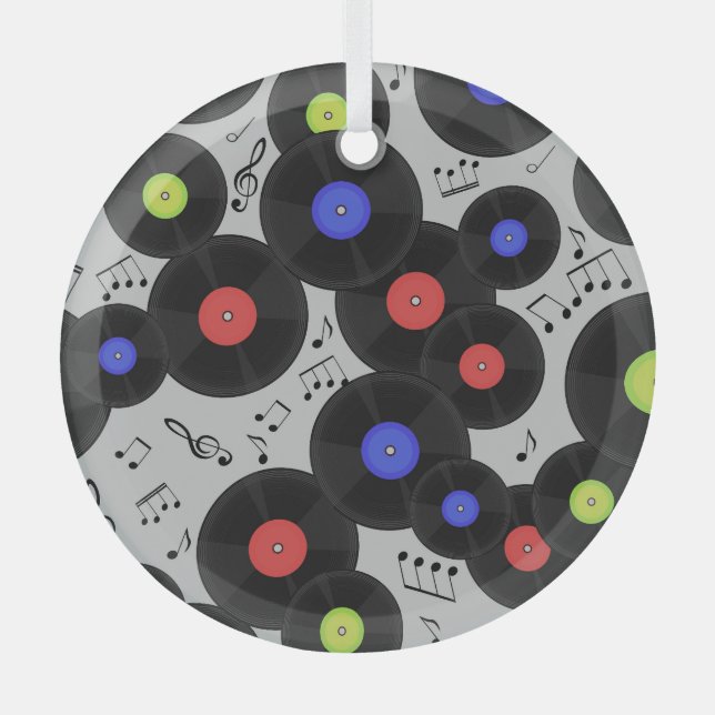 Vinyl-Platten: Muster der Musiknote Ornament Aus Glas (Vorderseite)