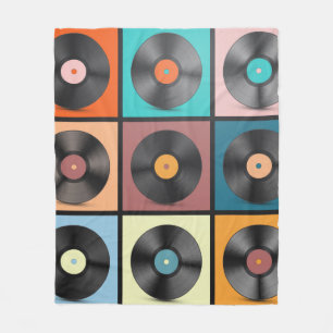 Vinyl-Platten. Retro LP Disks Set Vintag Illustra Fleecedecke