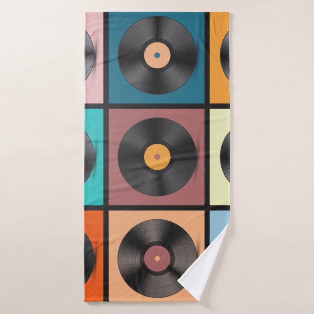 Vinyl-Platten: Retro-LP-Set. Badehandtuch (Badehandtuch)