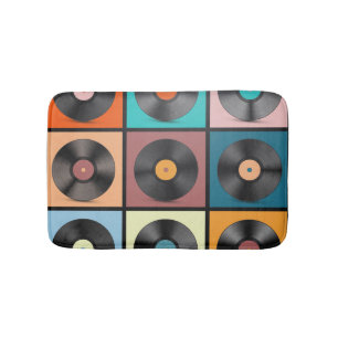 Vinyl-Platten: Retro-LP-Set. Badematte