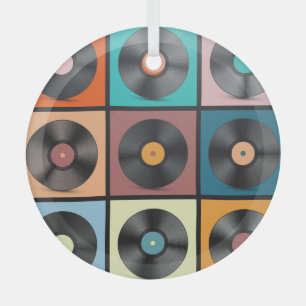 Vinyl-Platten: Retro-LP-Set. Ornament Aus Glas