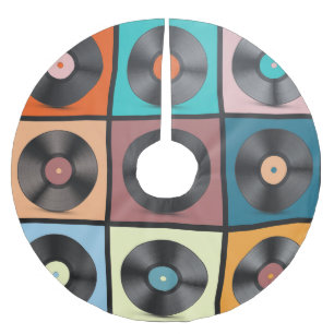 Vinyl-Platten: Retro-LP-Set. Polyester Weihnachtsbaumdecke