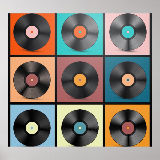 Vinyl-Platten: Retro-LP-Set. Poster (Vorne)