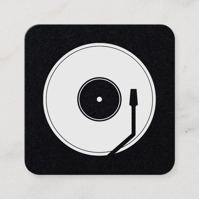 Vinyl play Form Retro Vintag Quadratische Visitenkarte (Vorderseite)