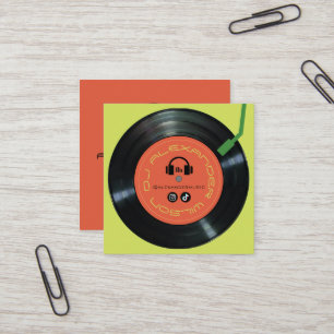 Vinyl-Player DJ Limettengrün Quadratische Visitenkarte