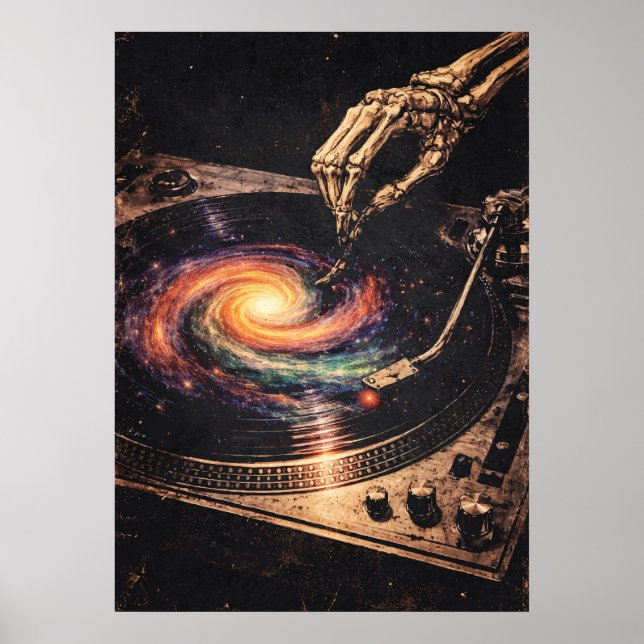 Vinyl Reaper, Retro-Grungy Music Art, Abstract Poster (Vorne)