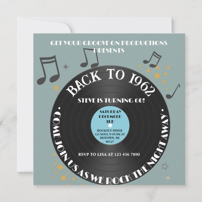 Vinyl Record 60. Geburtstagsparty Einladung (Vorderseite)