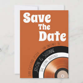 Vinyl record 70er retro terracotta verbrannte oran save the date