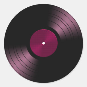 Vinyl Record Album in Rosa Runder Aufkleber