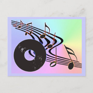 Vinyl Record and Notes Postcard Postkarte